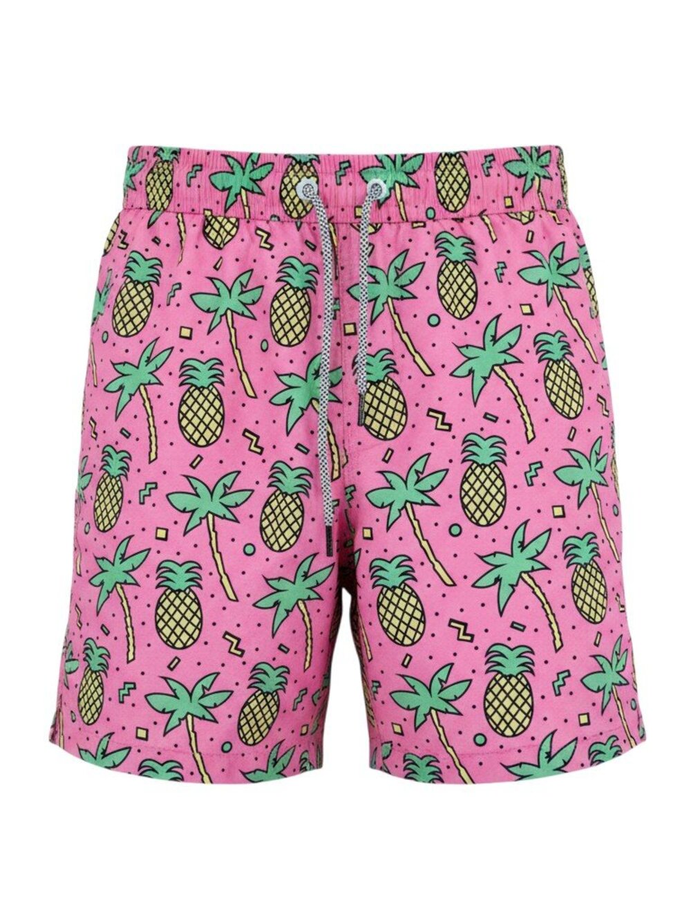 MaaMgic Men’s Swim Trunks Size M Pink Pineapple Print Elastic Waist Drawstring E